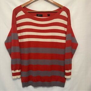 Cyrus Rust Orange Striped Pullover Sweater Size Large